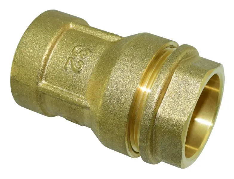 Liitin muovi-rauta 32-1" sisäkierre messinki