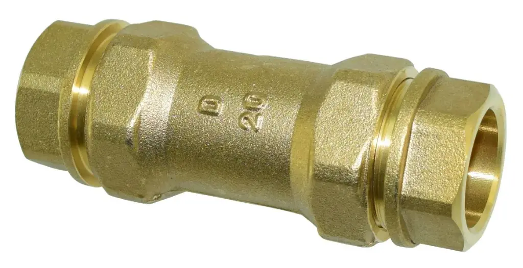 Liitin muovi-muovi 20-20 messinki