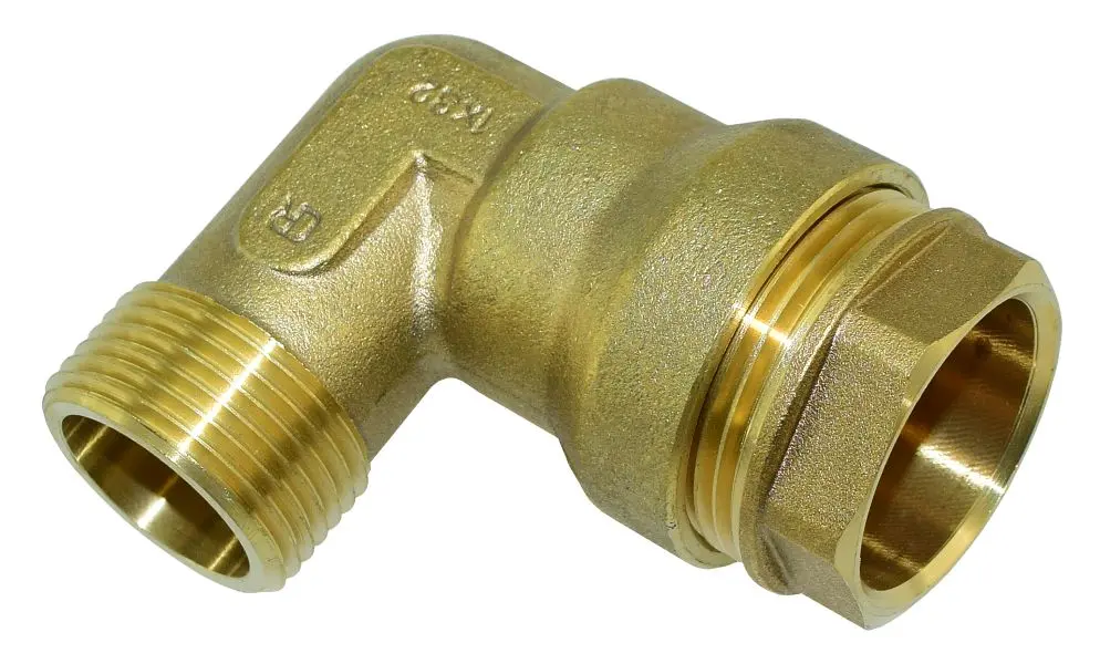 Kulmaliitin 32-1" muovi-rauta uk messinki