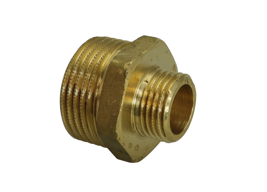 Supistuskaksoisnippa 1" - 1/2" messinki