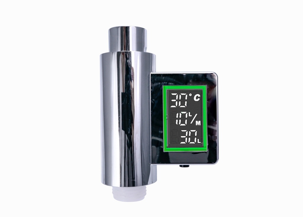 Vedenkulutusmittari suihkuun LED-näytöllä