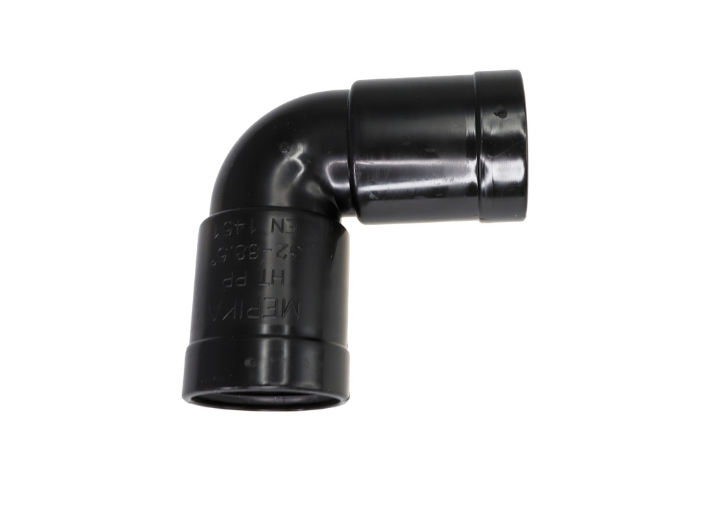 Muhvikulma pyöristetyt kulmat 32 mm 90° musta