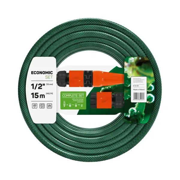 Puutarhaletkusetti Economic 1/2" 15 m liittimin
