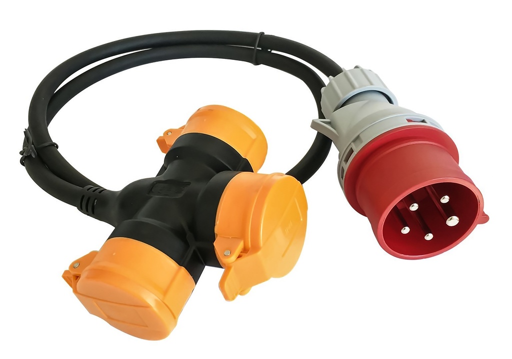 Voimavirta-adapteri 1 m 16 A uros/3xschuko