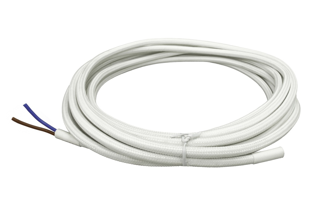 Asennuskaapeli kangaspäällysteinen 2x0.75 5 m valkoinen