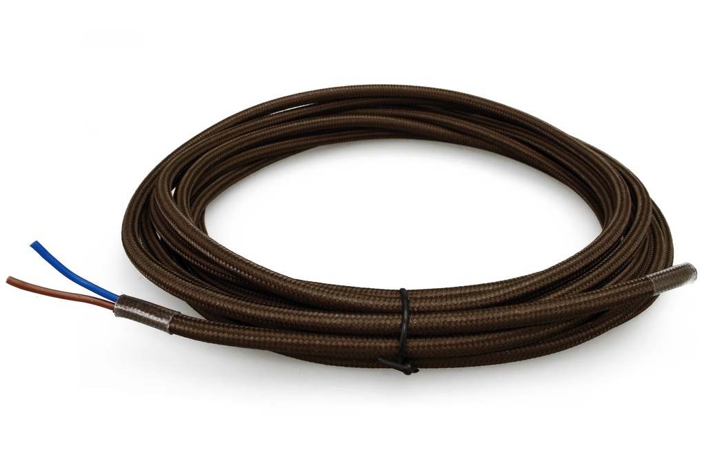 Asennuskaapeli kangaspäällysteinen 2x0.75 5 m t. ruskea