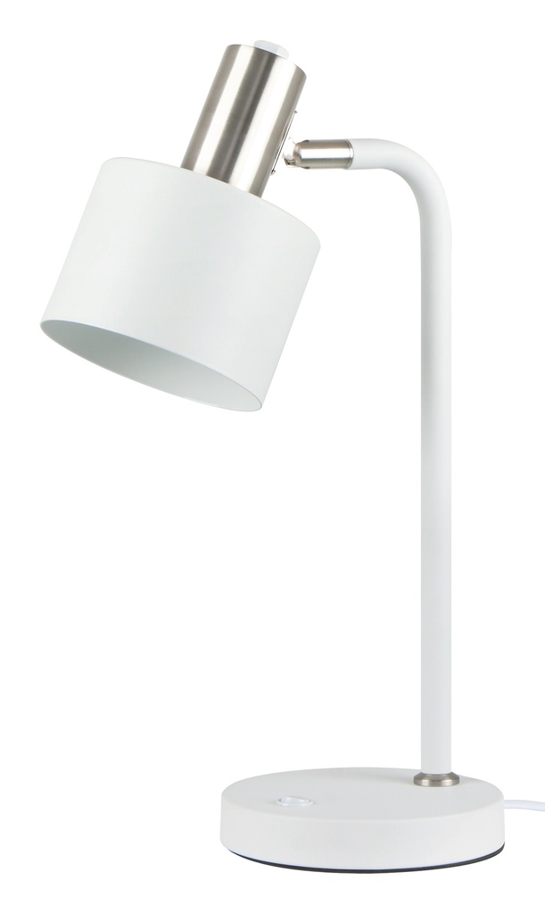 Pöytävalaisin E27 valkoinen/ harjattu nikkeli