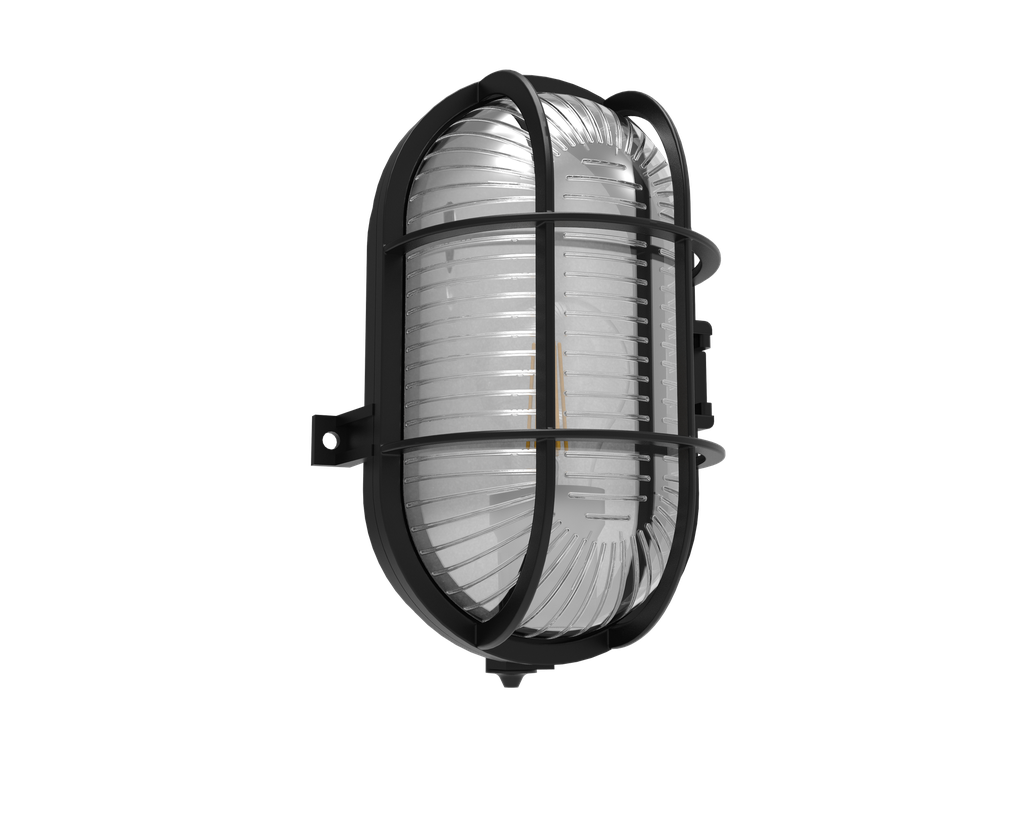 Laivavalaisin ovaali E27 IP44 musta