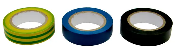 Sähköteippi musta, sininen, kelta-vihreä