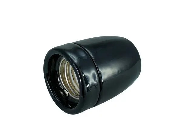 Lampunpidin E27 posliini musta