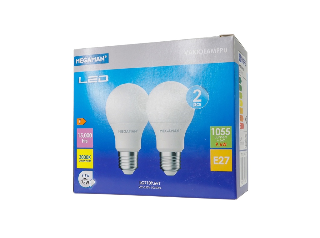 LED vakiolamppu E27 9 W 1055lm 3000K 2kpl/pkt