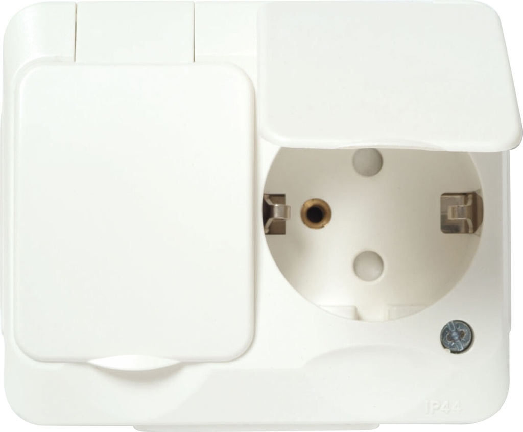 Maadoitettu pistorasia 2-os pinta IP44