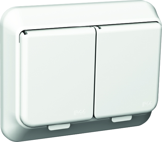 Pistorasia Schneider Exxact 2-os uppo valkoinen IP44