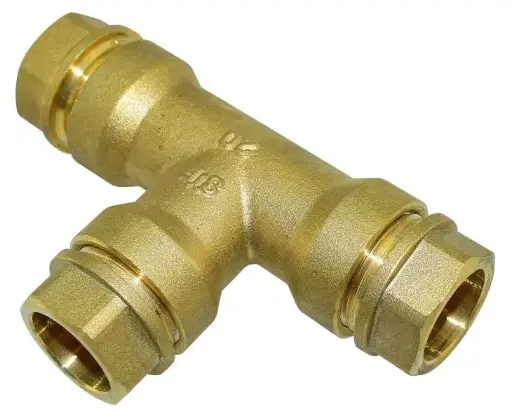 [5205] Liitin T-haara 20 mm muoviputkille messinki