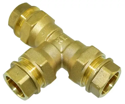 [5206] Liitin T-haara 26 mm muoviputkille messinki