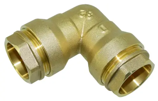 [5217] Liitin kulma 90° 32 mm muoviputkelle messinki