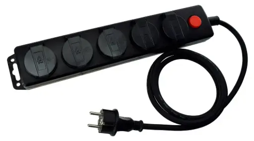 [27358] Jatkojohto 5-osainen 3 m kytkimellä IP44 musta