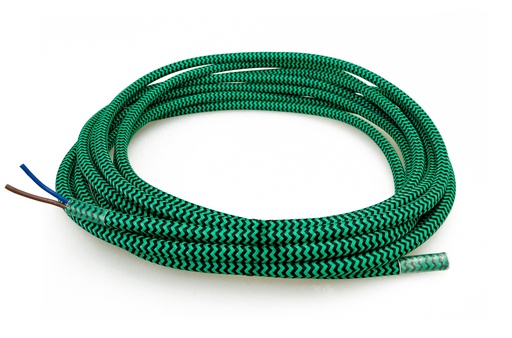 [41654] Asennuskaapeli kangaspäällysteinen 2x0.75 5 m vihreä/musta