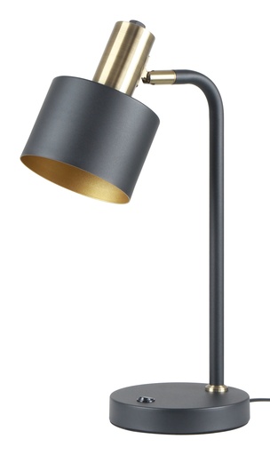 [42053] Pöytävalaisin E27 musta/harjattu messinki