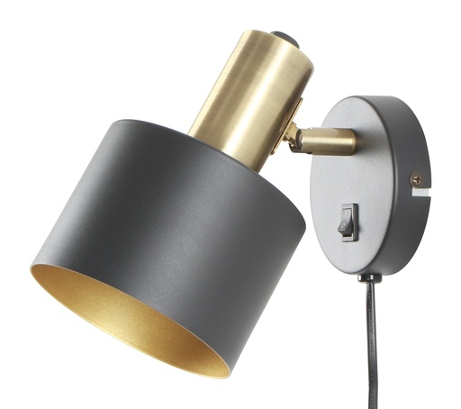 [46038] Seinävalaisin E27 musta/harjattu messinki