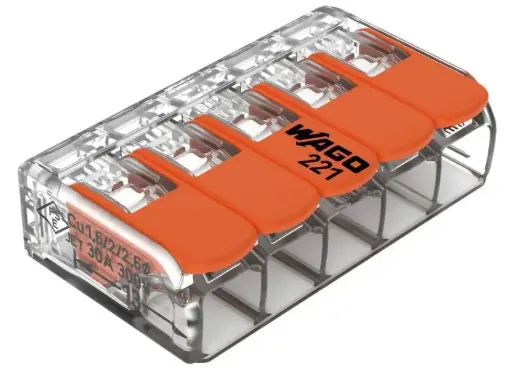 [221-615] Wago vipuliitin 5-napainen 0.5-6 mm² 15 kpl