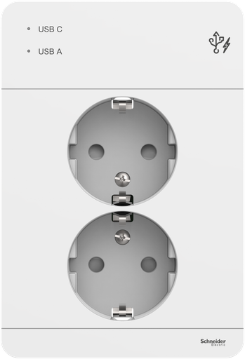 [WDE002195] Pistorasia Schneider Exxact 2-os 2xUSB A+C 3A 